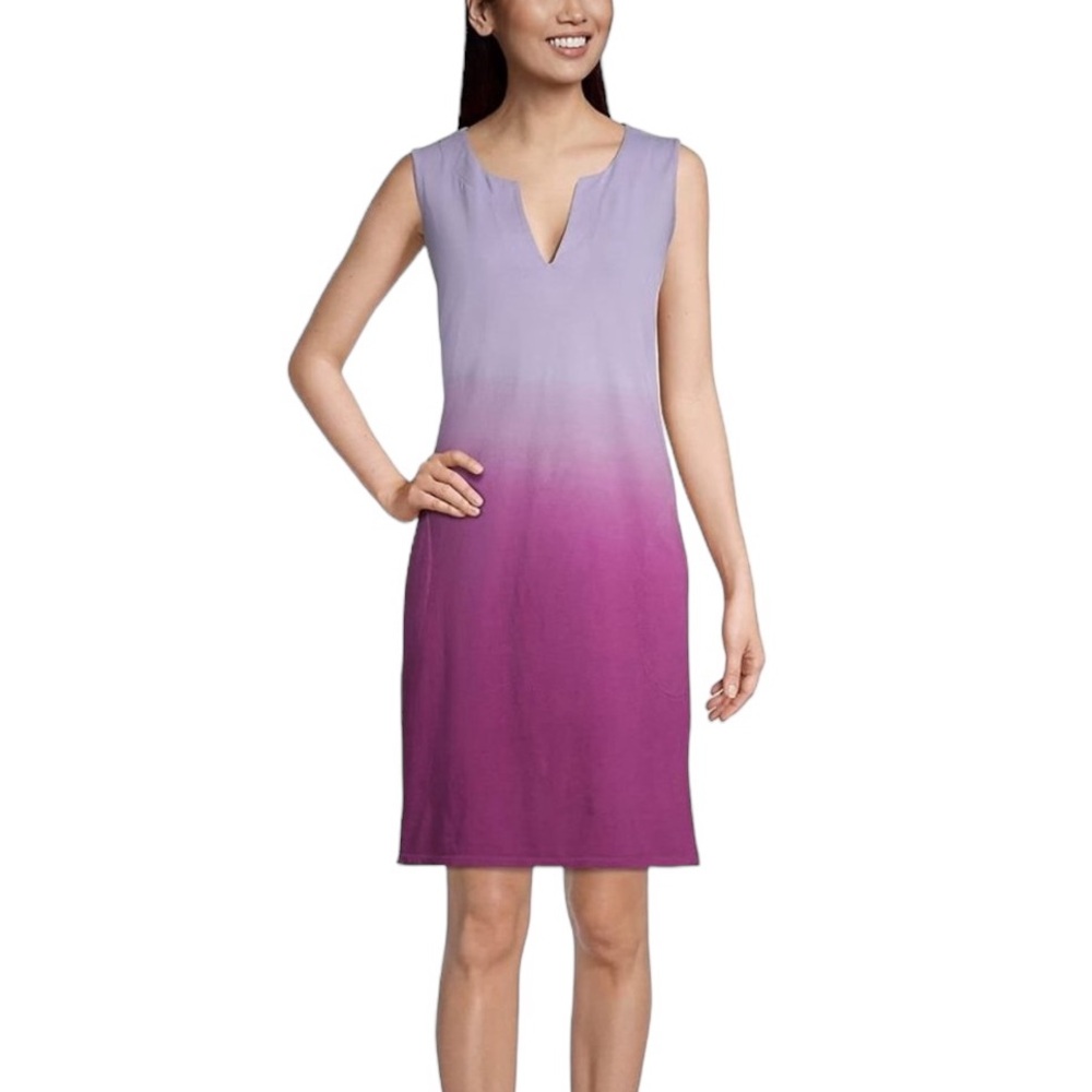 Lands End Violet Rose Ombré Sleeveless Dress Coverup S